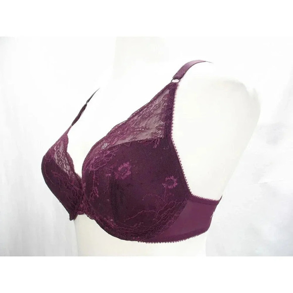 Apt. 9 Intimates Lace Overlay Contour Cup Underwire Bra Deep Burgundy Excell - Picture 4 of 5
